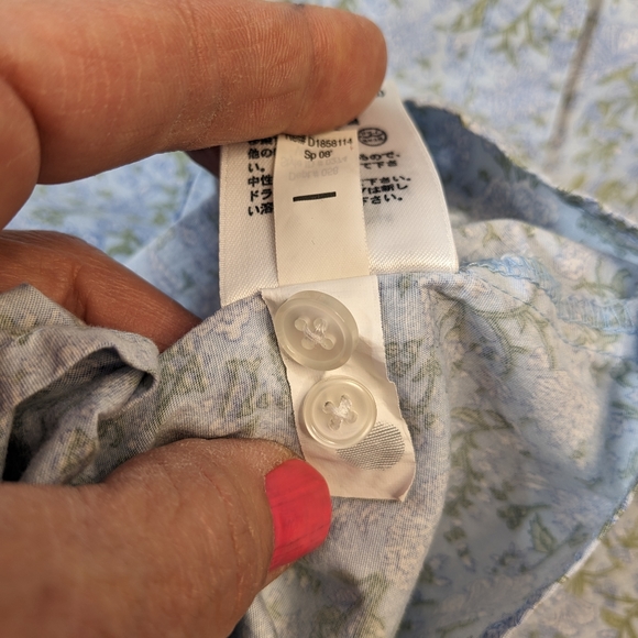 Eddie Bauer Floral Blue Print women's long sleeve button down shirt XXL H-1 - Picture 11 of 12